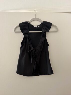 Wilfred Ruffled Tie-Front Black Women's Top